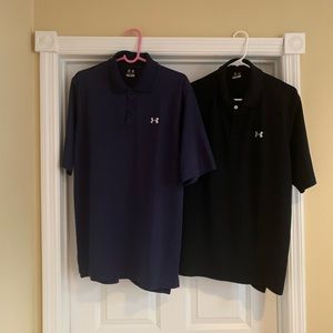 Under Armor (2) men’s medium polo. Black & Navy